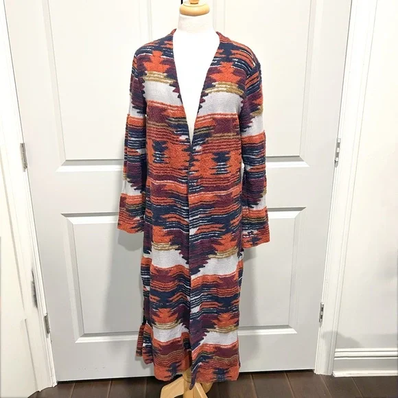 Lucky Brand Aztec Southwestern Open-Front Longline Duster – Size Medium - Picture 4 of 12